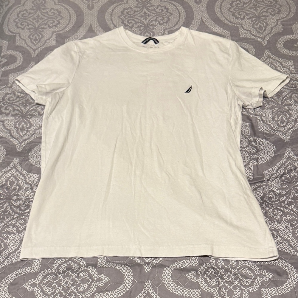 Nautica White Short-Sleeve Crewneck T-Shirt with Sail Logo